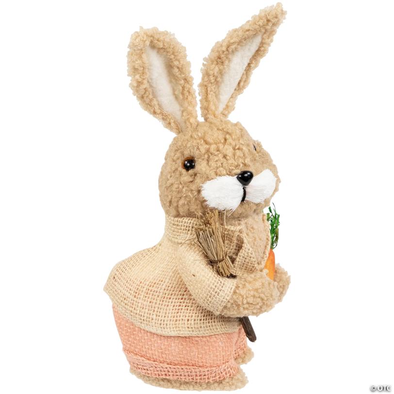 Plush Boy Easter Rabbit Figurine with Carrots - 11