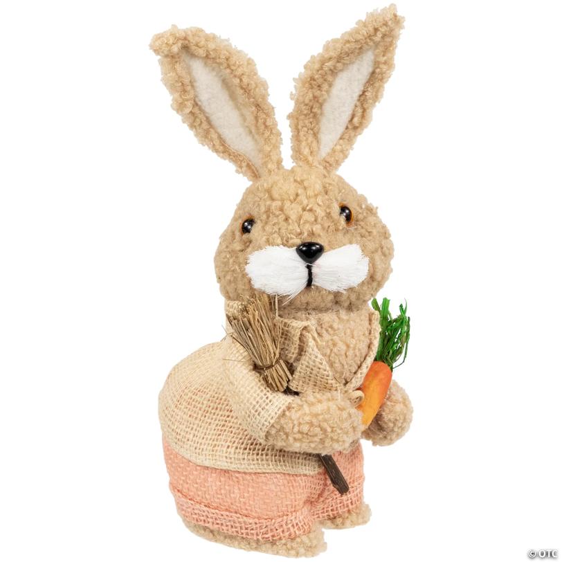 Plush Boy Easter Rabbit Figurine with Carrots - 11