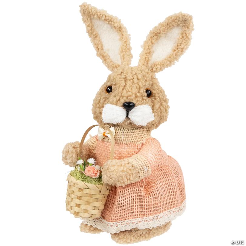 Plush Girl Easter Rabbit Decoration with Basket - 10