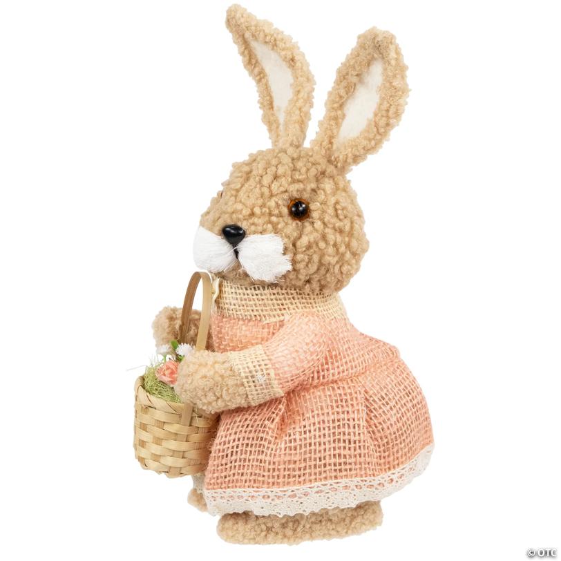 Plush Girl Easter Rabbit Decoration with Basket - 10