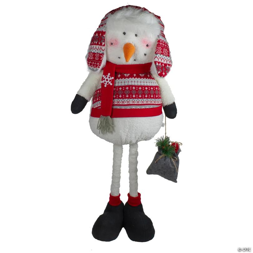 Plush Snowman with a Bag of Present and Telescopic Legs Christmas Figure - 33