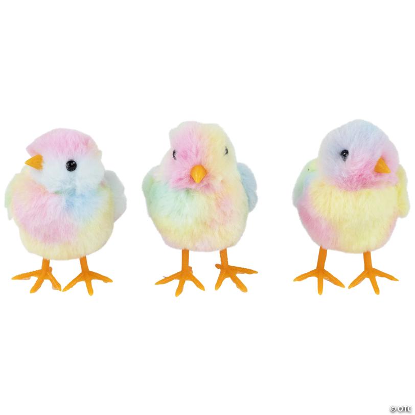 Plush Tie Dye Easter Chick Figurines - 4.25" - Set of 3
