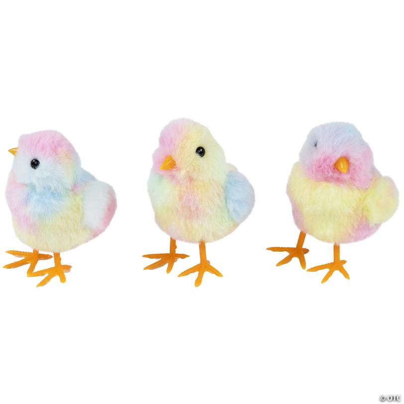 Plush Tie Dye Easter Chick Figurines - 4.25" - Set of 3