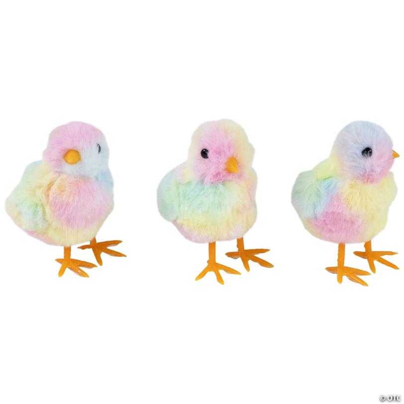 Plush Tie Dye Easter Chick Figurines - 4.25" - Set of 3