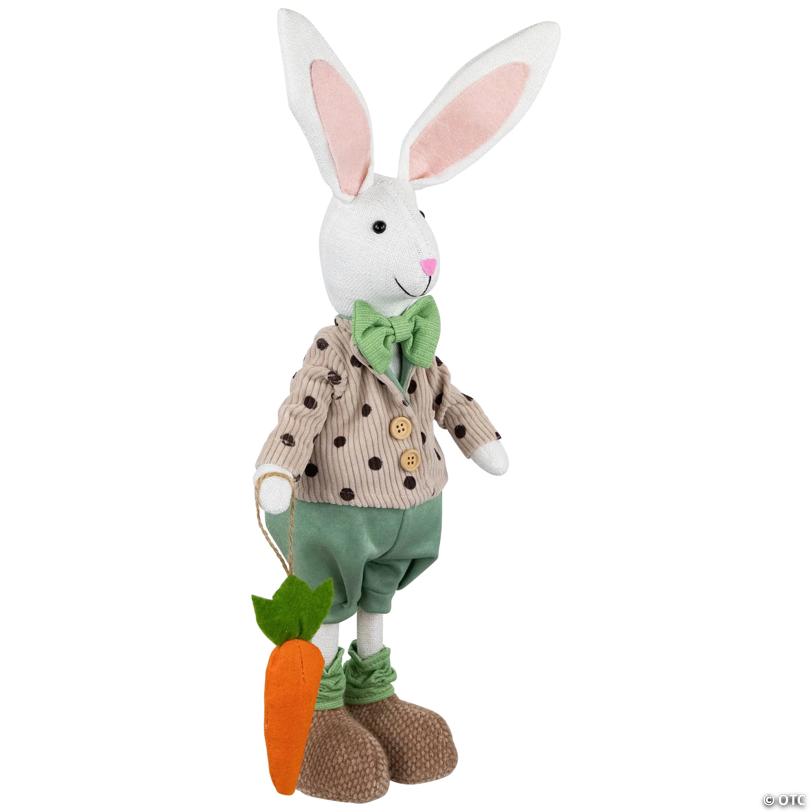 Polka Dot Boy Rabbit with Carrot Standing Easter Figure - 18