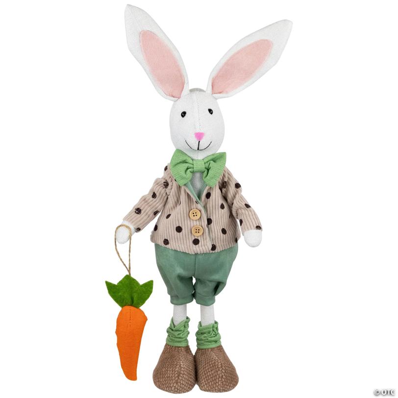 Polka Dot Boy Rabbit with Carrot Standing Easter Figure - 18
