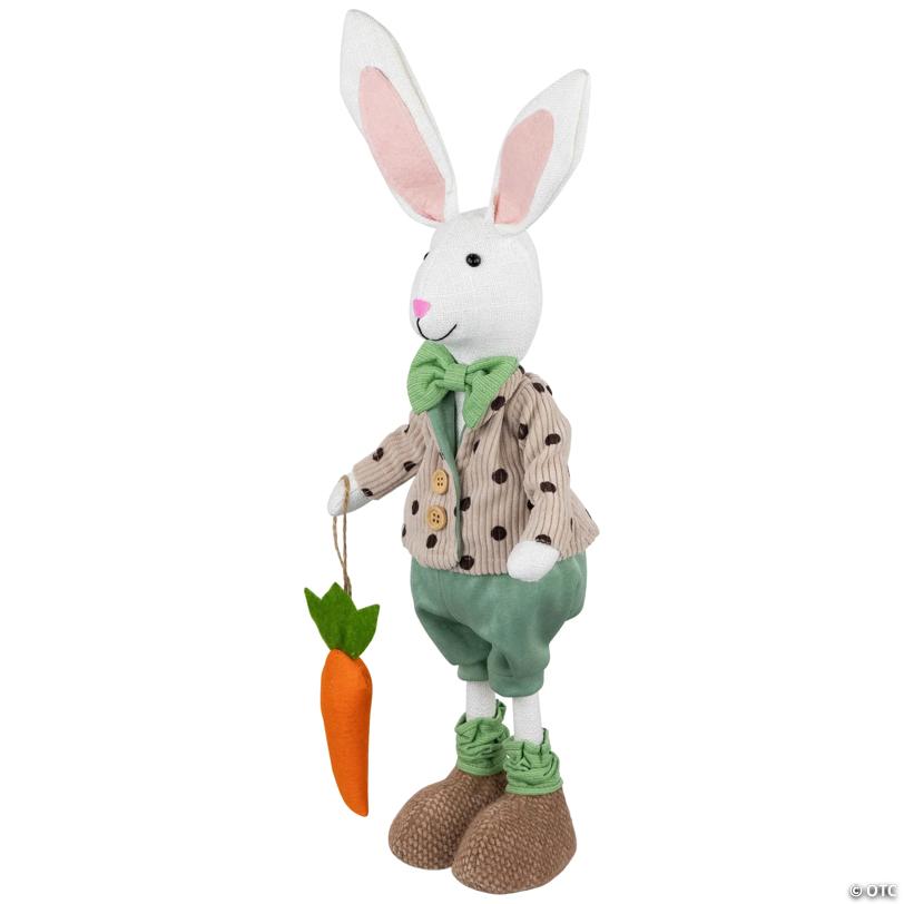 Polka Dot Boy Rabbit with Carrot Standing Easter Figure - 18