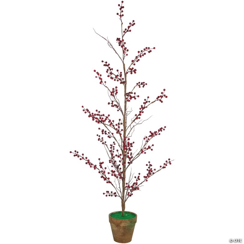 Potted Berry Artificial Christmas Twig Tree - Unlit - 4'