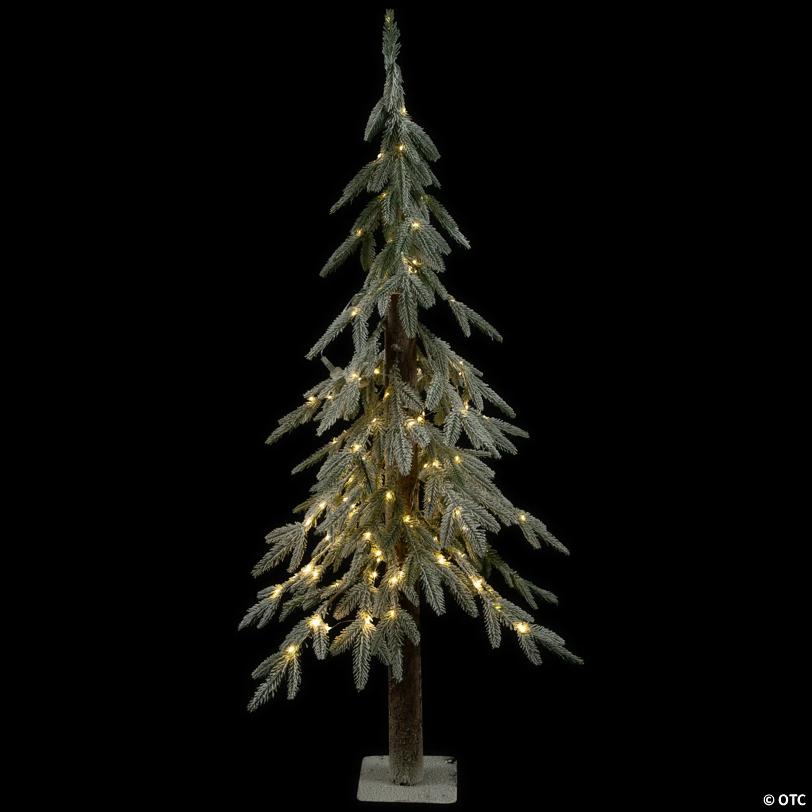 Pre-Lit Alpine Flocked Artificial Christmas Tree - 4' - Clear LED Lights