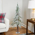Pre-Lit Alpine Flocked Artificial Christmas Tree - 4' - Clear LED Lights