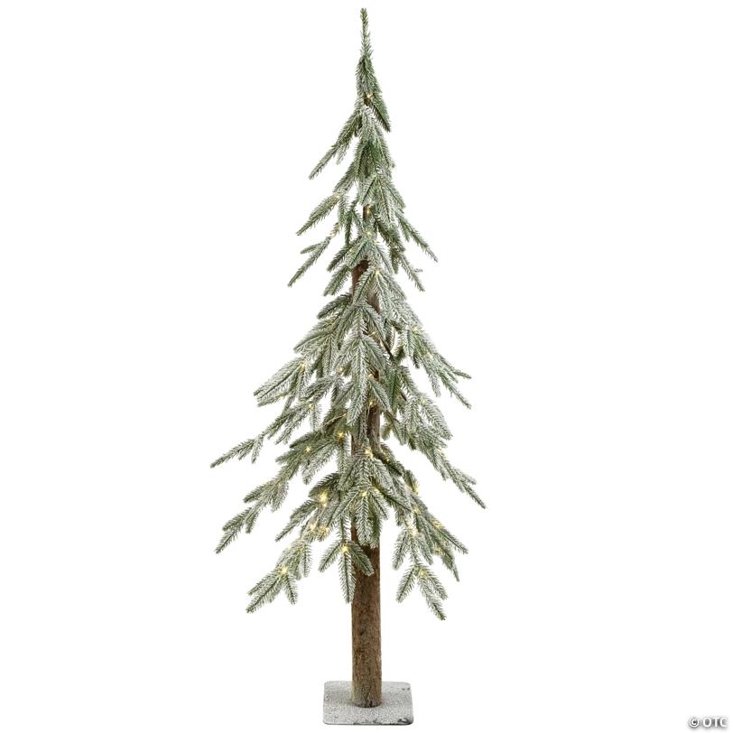 Pre-Lit Alpine Flocked Artificial Christmas Tree - 4' - Clear LED Lights