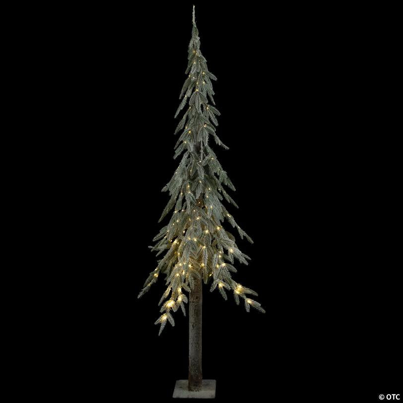 Pre-Lit Alpine Flocked Artificial Christmas Tree - 6' - Clear LED Lights