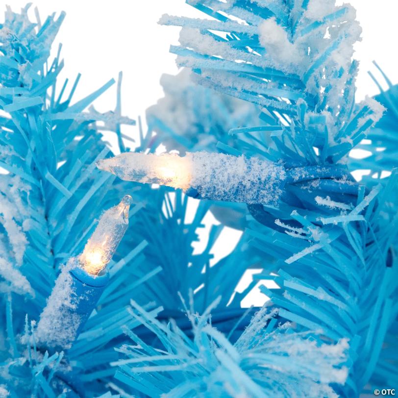 Pre-Lit Artificial Flocked Pine Christmas Garland - 9' - Sky Blue - Clear Lights