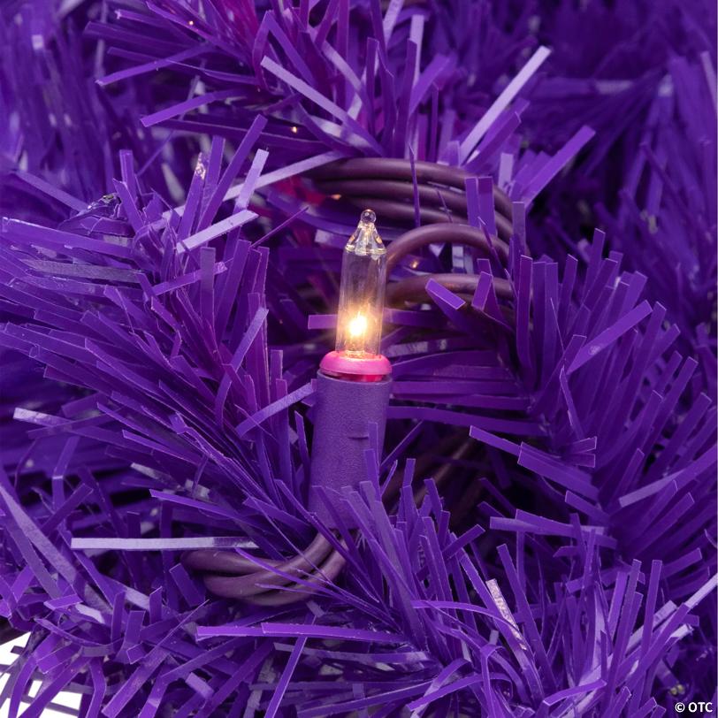 Pre-Lit Artificial Pine Christmas Garland - 9' - Purple - Clear Lights