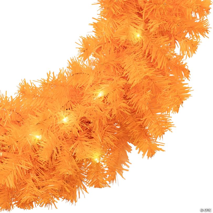 Pre-Lit Artificial Pine Christmas Wreath - 24" - Orange  - Clear Lights