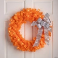 Pre-Lit Artificial Pine Christmas Wreath - 24" - Orange  - Clear Lights