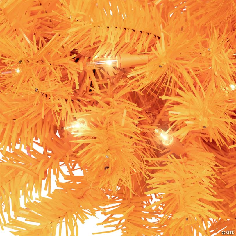 Pre-Lit Artificial Pine Christmas Wreath - 24" - Orange  - Clear Lights