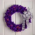 Pre-Lit Artificial Pine Christmas Wreath - 24" - Purple - Clear Lights