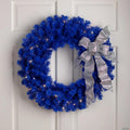 Pre-Lit Artificial Pine Christmas Wreath - 24" - Royal Blue - Clear Lights