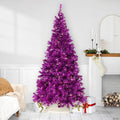 Pre-Lit Artificial Tinsel Christmas Tree - 9' - Purple - Clear Lights