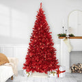 Pre-Lit Artificial Tinsel Christmas Tree - 9' - Red - Clear Lights