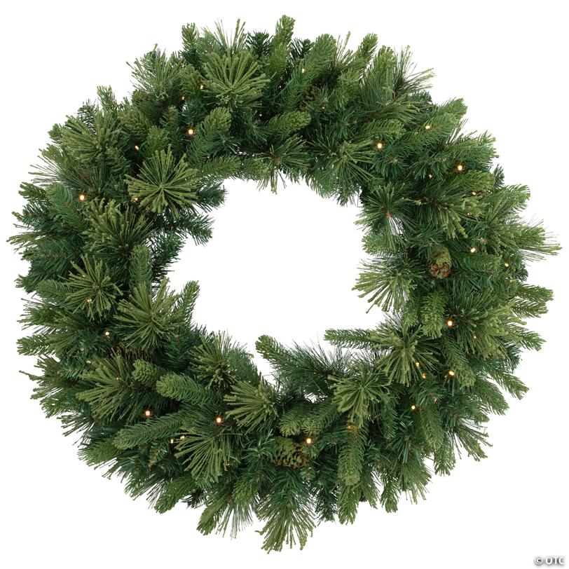 Pre-Lit Battery Operated Mossy Cashmere Pine Artificial Christmas Wreath - 32" - Clear Led Lights