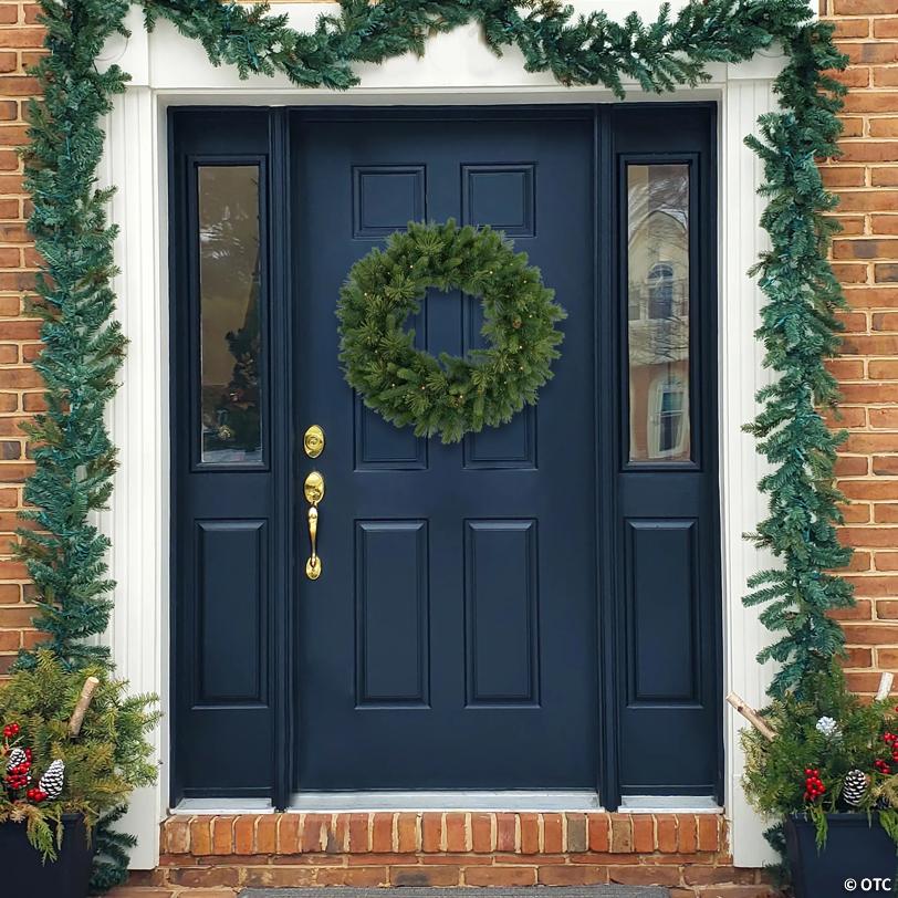 Pre-Lit Battery Operated Mossy Cashmere Pine Artificial Christmas Wreath - 32" - Clear Led Lights
