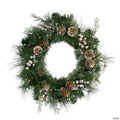 Pre-Lit Battery Operated Pine Cone and Berry Mixed Pine Christmas Wreath - 22" - Clear LED Lights