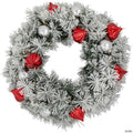 Pre-Lit Battery Operated Snowy Bristle Pine Christmas Wreath - 24" - Dual Color LED Lights