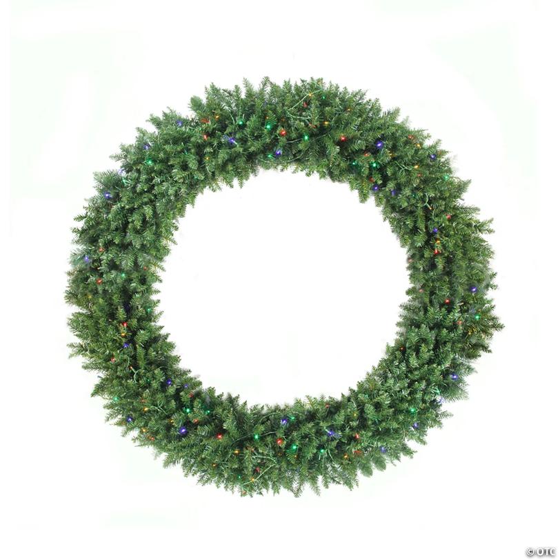 Pre-Lit Buffalo Fir Commercial Artificial Christmas Wreath - 6' - Multicolor LED Lights