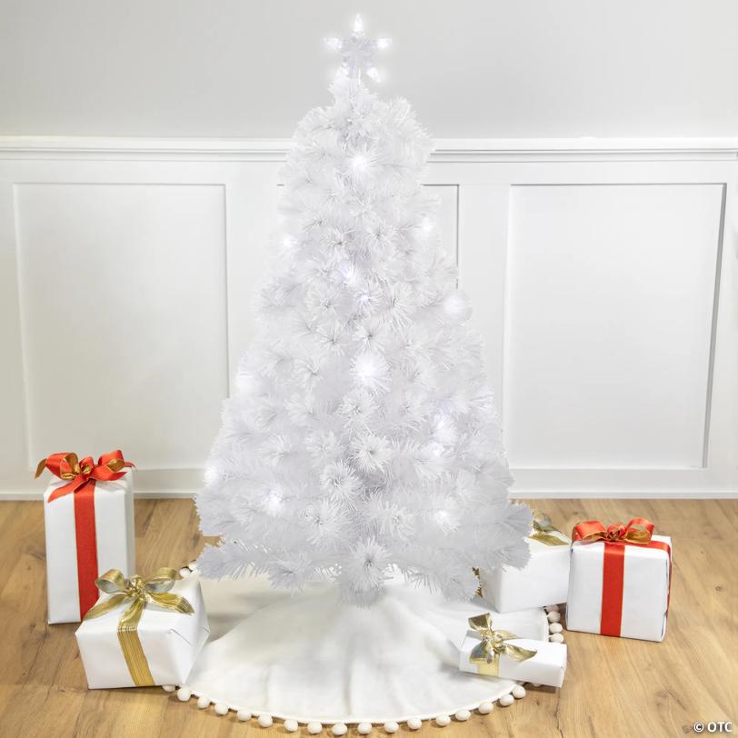 Pre-Lit Color Changing Fiber Optic Artificial Christmas Tree - 4' - White - Multicolor LED Lights
