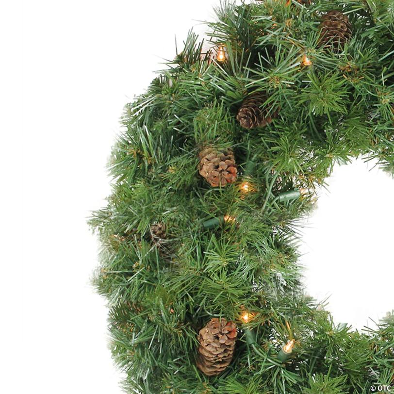 Pre-Lit Dakota Pine and Pinecone Artificial Christmas Wreath - 24" - Clear Lights