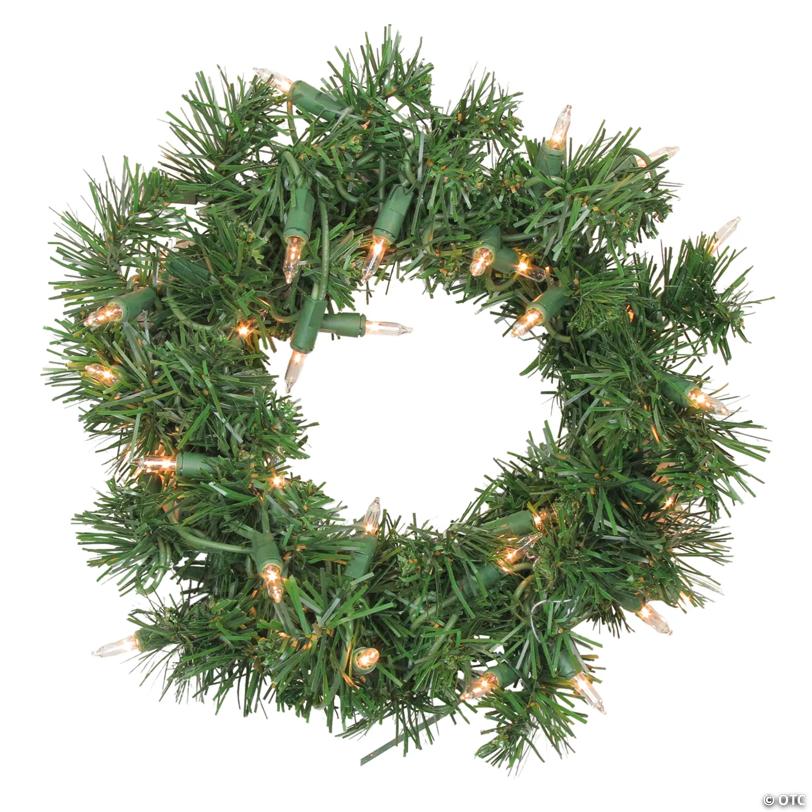 Pre-Lit DeluPropere Windsor Pine Artificial Christmas Wreath - 10" - Clear Lights