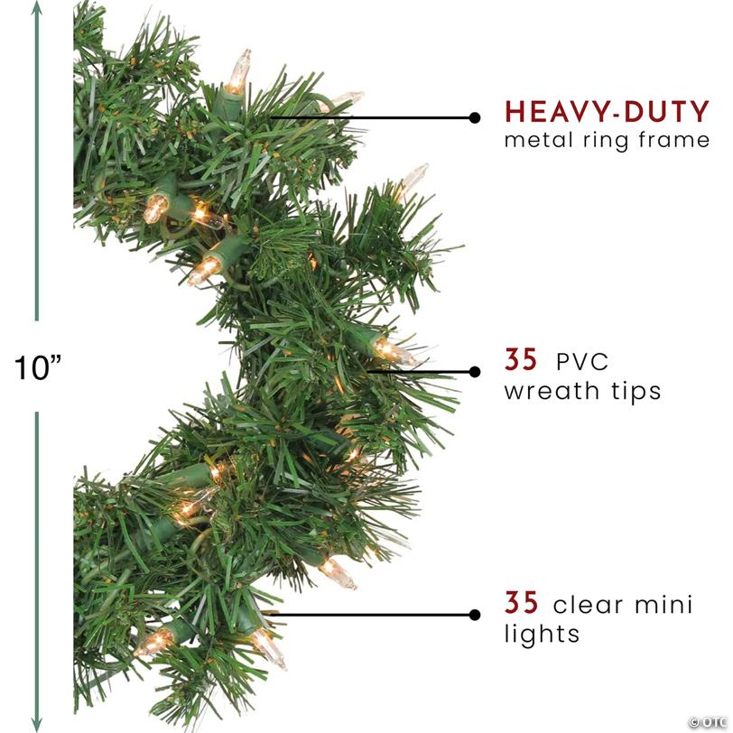 Pre-Lit DeluPropere Windsor Pine Artificial Christmas Wreath - 10" - Clear Lights