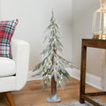 Pre-Lit Flocked Battery Operated Alpine Artificial Christmas Tree - 3' - Clear LED Lights