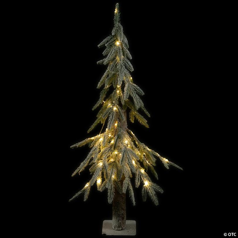 Pre-Lit Flocked Battery Operated Alpine Artificial Christmas Tree - 3' - Clear LED Lights