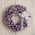 Pre-Lit Flocked Pine Artificial  Christmas Wreath - 24" - Purple - Clear Lights