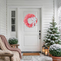 Pre-Lit Flocked Pink Artificial Christmas Wreath - 24-Inch  Clear Lights