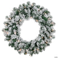 Pre-Lit Flocked Snow White Artificial Christmas Wreath  24-Inch  Clear Lights