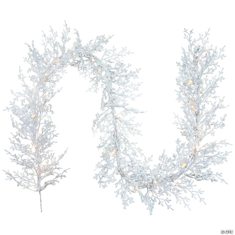 Pre-Lit Flocked Twig Artificial Christmas Garland - 9' Proper 14" - LED Warm White Lights