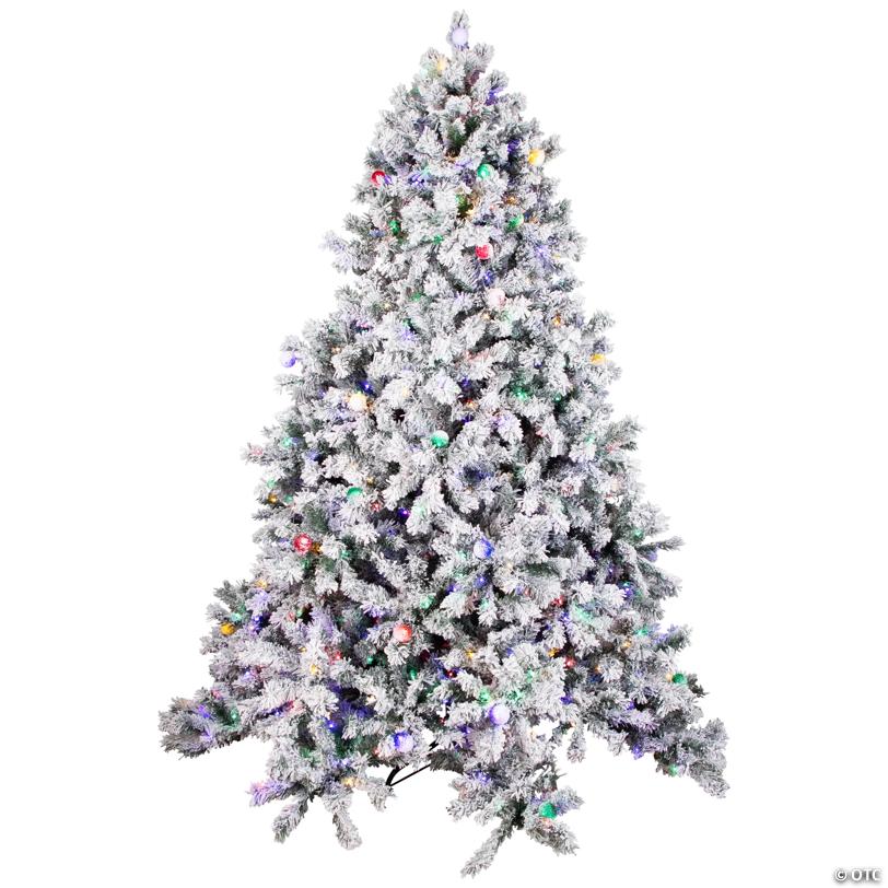 Pre-Lit Full Flocked Glacier Pine Artificial Christmas Tree - 7.5' Multi LED