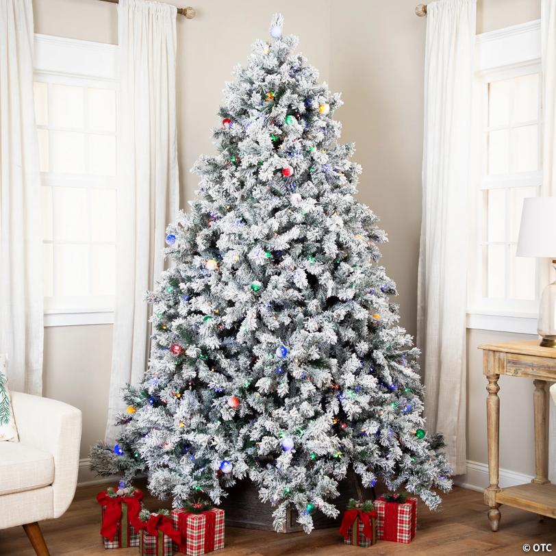 Pre-Lit Full Flocked Glacier Pine Artificial Christmas Tree - 7.5' Multi LED