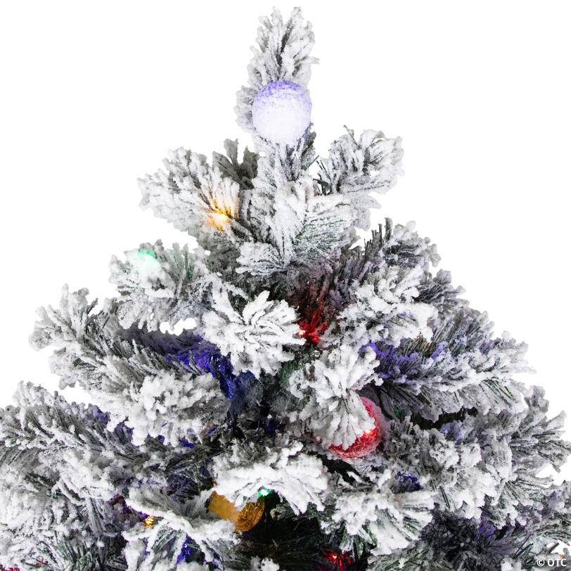 Pre-Lit Full Flocked Glacier Pine Artificial Christmas Tree - 7.5' Multi LED