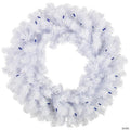 Pre-Lit Geneva White Spruce Artificial Christmas Wreath  24-Inch  Blue Lights