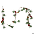 Pre-Lit LED Battery Operated Pine and Berry Christmas Garland - 6.5' - Warm White