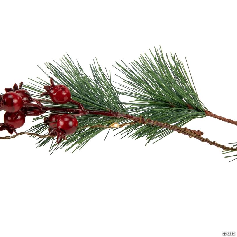 Pre-Lit LED Battery Operated Pine and Berry Christmas Garland - 6.5' - Warm White