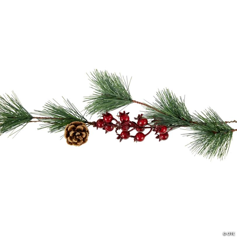Pre-Lit LED Battery Operated Pine and Berry Christmas Garland - 6.5' - Warm White