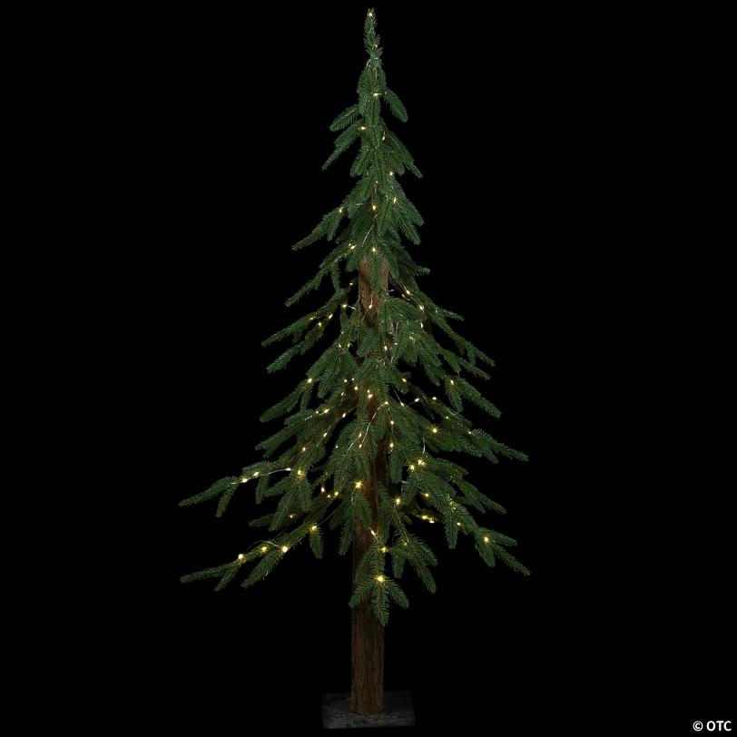 Pre-Lit Medium Alpine Artificial Christmas Tree - 4' - Clear LED Lights
