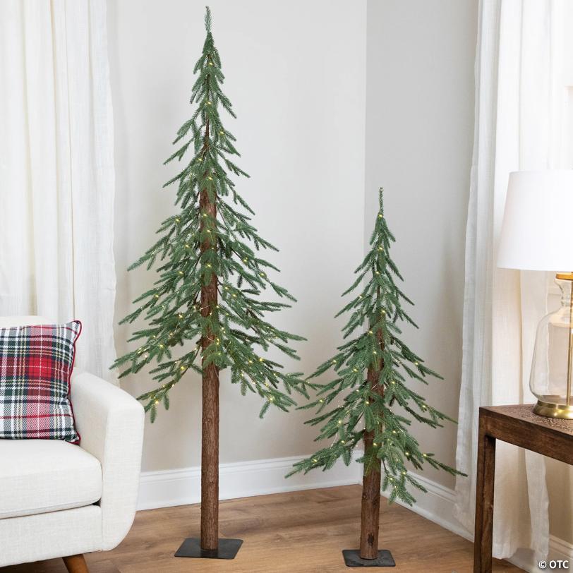 Pre-Lit Medium Alpine Artificial Christmas Tree - 4' - Clear LED Lights