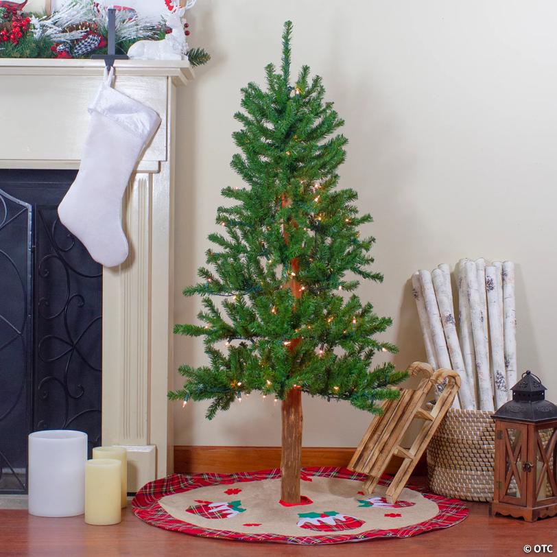 Pre-Lit Medium Alpine Artificial Christmas Tree - 4' - Clear Lights